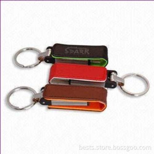 Leather USB Flash Drive with High-speed Transfer Rate, Customized Logos are Accepted